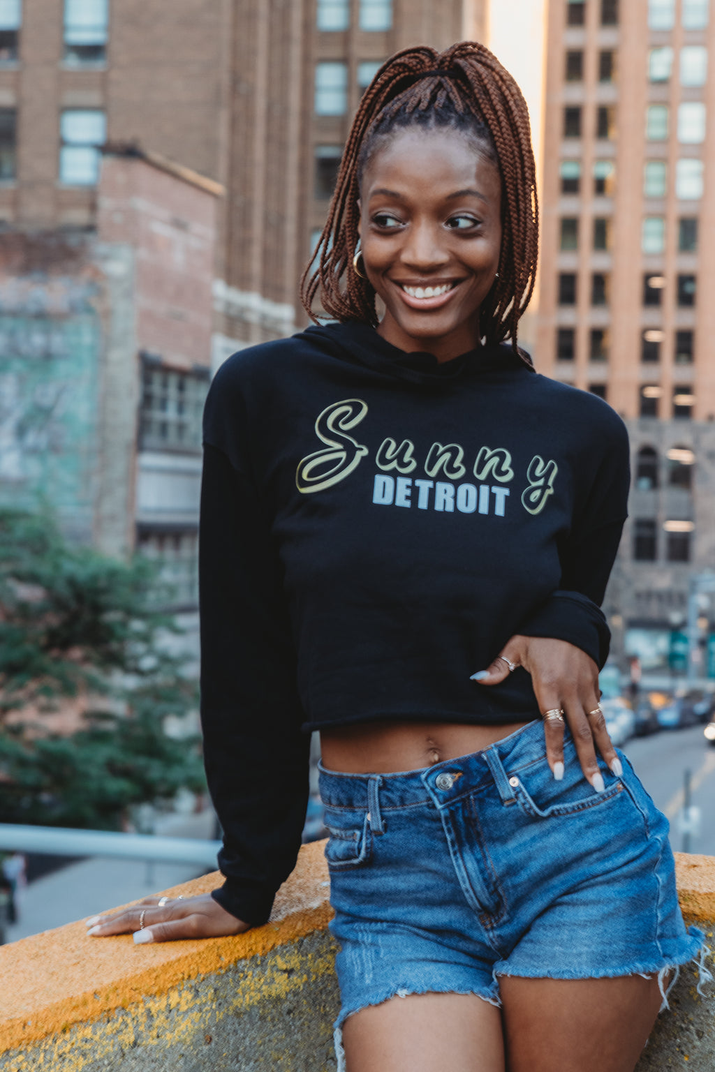 SUNNY DETROIT CROP HOODIE